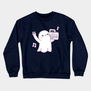 Cute Ghost Dancing With Boombox Radio Crewneck Sweatshirt